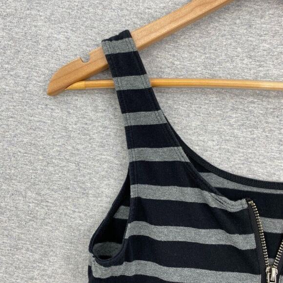 Express Tank Top Womens Small Petite Back Gray Striped 1/2 Zip Front Swing Skirt - Picture 6 of 12